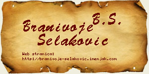 Branivoje Selaković vizit kartica